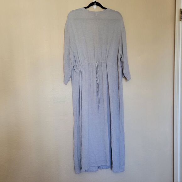 Eileen Fisher Woman Maxi Shirt Dress Size 2x Button Up Long Tie Back Lagenlook - Picture 8 of 8